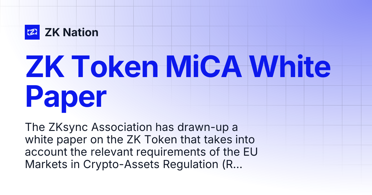 ZK Token MiCA White Paper | ZK Nation